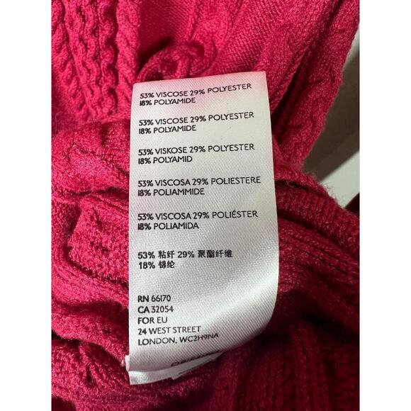Free People Red V-Neck Cable Knit Sweater Mini Dress Size Small - Picture 6 of 7